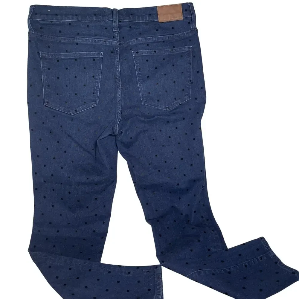 Madewell Women's Skinny Jeans 31 Polka Dot Blue High Rise, Minimalist